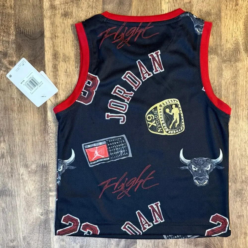 Air Jordan 2-Piece Set Basketball Embroidered Tank Shorts Black Boys 7 Large